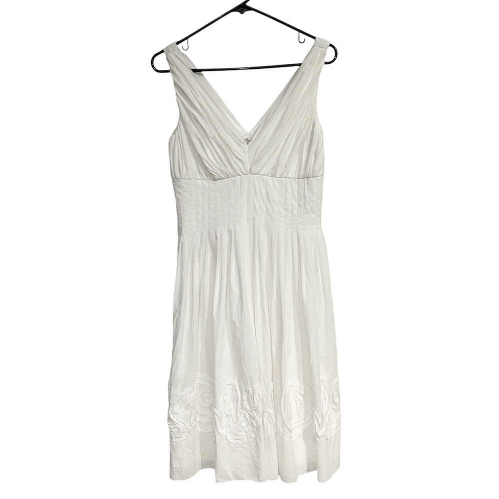 Suzi Chin for Maggie Boutique White Cotton Fit Flare Midi Dress 6 Bridal Shower